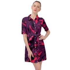 Abstract Pattern Texture Art Belted Shirt Dress by Ravend