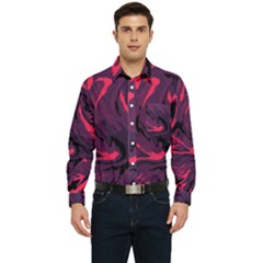 Abstract Pattern Texture Art Men s Long Sleeve Pocket Shirt  by Ravend