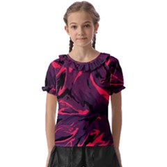 Abstract Pattern Texture Art Kids  Frill Chiffon Blouse by Ravend