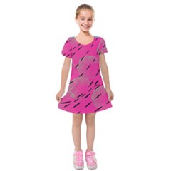 Background Pattern Texture Design Kids  Short Sleeve Velvet Dress