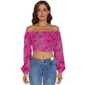 Background Pattern Texture Design Long Sleeve Crinkled Weave Crop Top View1