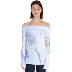 Lovely Abstract Flower Off Shoulder Long Sleeve Top by Arttowear