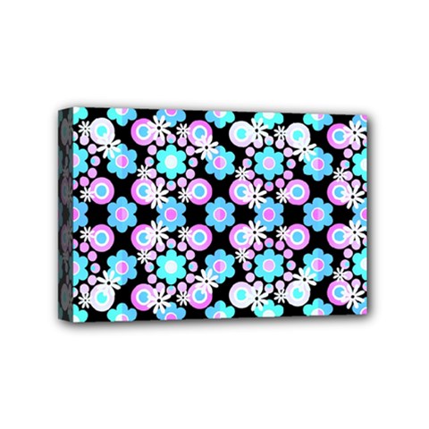 Bitesize Flowers Pearls And Donuts Bubblegum Blue Purple White Mini Canvas 6  X 4  (stretched) by Mazipoodles