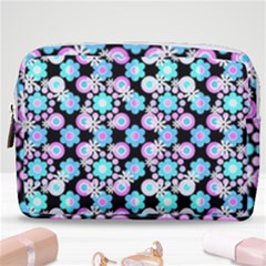 Bitesize Flowers Pearls And Donuts Bubblegum Blue Purple White Make Up Pouch (medium) by Mazipoodles