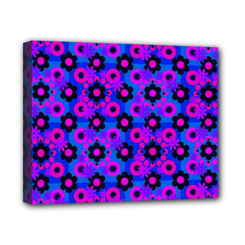 Bitesize Flowers Pearls And Donuts Strawberry Raspberry Blueberry Black Canvas 10  X 8  (stretched) by Mazipoodles