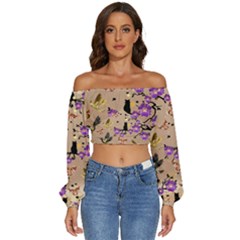 Felicity  Long Sleeve Crinkled Weave Crop Top