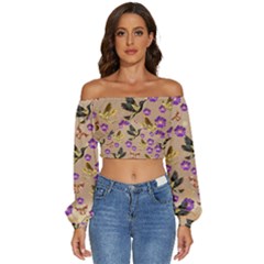 Felicity2 Long Sleeve Crinkled Weave Crop Top