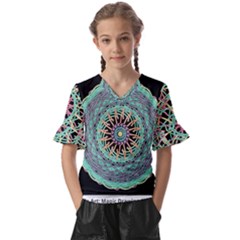 2023 02 08 18 04 00 Png 2023 02 08 18 05 16 Png Donuts Kids  V-neck Horn Sleeve Blouse by NeiceeBeazz