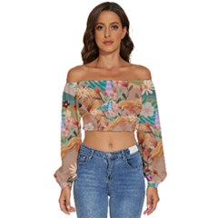 Beauty For Ashes  Long Sleeve Crinkled Weave Crop Top