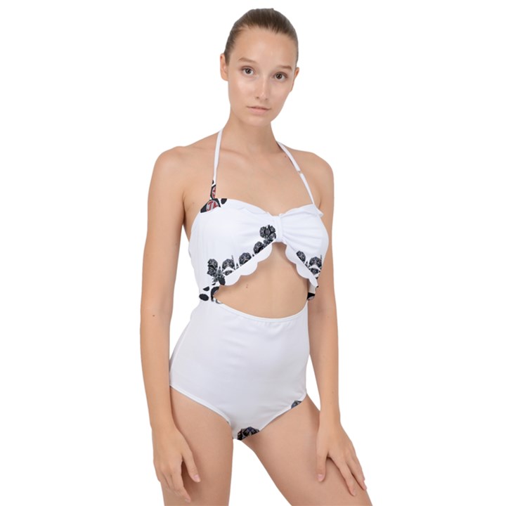 IM Fourth Dimension SAGARANTEN City Scallop Top Cut Out Swimsuit