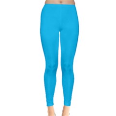 Plain Blue Print Leggings  by Justleggings