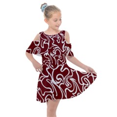 Berry Swirls Kids  Shoulder Cutout Chiffon Dress