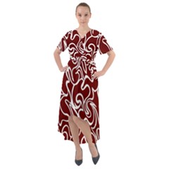 Berry Swirls Front Wrap High Low Dress