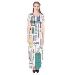 Medical Biology Detail Medicine Psychedelic Science Abstract Abstraction Chemistry Genetics Art Patt Short Sleeve Maxi Dress