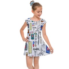 Medical Biology Detail Medicine Psychedelic Science Abstract Abstraction Chemistry Genetics Art Patt Kids  Cap Sleeve Dress