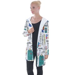 Medical Biology Detail Medicine Psychedelic Science Abstract Abstraction Chemistry Genetics Art Patt Longline Hooded Cardigan