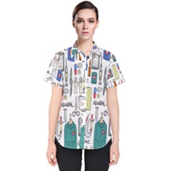 Medical Biology Detail Medicine Psychedelic Science Abstract Abstraction Chemistry Genetics Art Patt Women s Short Sleeve Shirt