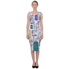 Medical Biology Detail Medicine Psychedelic Science Abstract Abstraction Chemistry Genetics Art Patt Sleeveless Pencil Dress by Jancukart