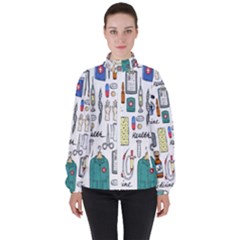 Medical Biology Detail Medicine Psychedelic Science Abstract Abstraction Chemistry Genetics Art Patt Women s High Neck Windbreaker by Jancukart