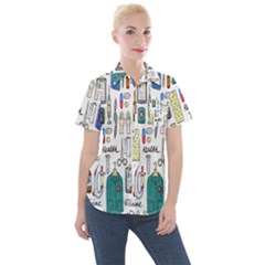 Medical Biology Detail Medicine Psychedelic Science Abstract Abstraction Chemistry Genetics Art Patt Women s Short Sleeve Pocket Shirt