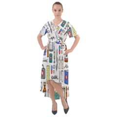 Medical Biology Detail Medicine Psychedelic Science Abstract Abstraction Chemistry Genetics Art Patt Front Wrap High Low Dress