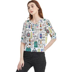 Medical Biology Detail Medicine Psychedelic Science Abstract Abstraction Chemistry Genetics Art Patt Quarter Sleeve Blouse