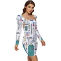 Medical Biology Detail Medicine Psychedelic Science Abstract Abstraction Chemistry Genetics Art Patt Women Long Sleeve Ruched Stretch Jersey Dress View2