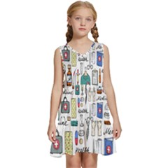 Medical Biology Detail Medicine Psychedelic Science Abstract Abstraction Chemistry Genetics Art Patt Kids  Sleeveless Tiered Mini Dress by Jancukart