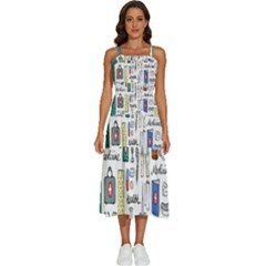 Medical Biology Detail Medicine Psychedelic Science Abstract Abstraction Chemistry Genetics Art Patt Sleeveless Shoulder Straps Boho Dress