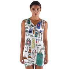 Medical Biology Detail Medicine Psychedelic Science Abstract Abstraction Chemistry Genetics Art Patt Wrap Front Bodycon Dress