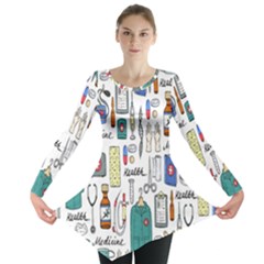 Medical Biology Detail Medicine Psychedelic Science Abstract Abstraction Chemistry Genetics Art Patt Long Sleeve Tunic 