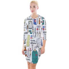 Medical Biology Detail Medicine Psychedelic Science Abstract Abstraction Chemistry Genetics Art Patt Quarter Sleeve Hood Bodycon Dress by Jancukart