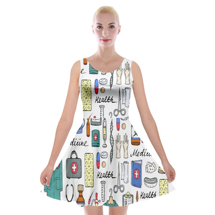 Medical Biology Detail Medicine Psychedelic Science Abstract Abstraction Chemistry Genetics Art Patt Velvet Skater Dress