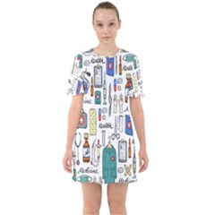 Medical Biology Detail Medicine Psychedelic Science Abstract Abstraction Chemistry Genetics Art Patt Sixties Short Sleeve Mini Dress by Jancukart