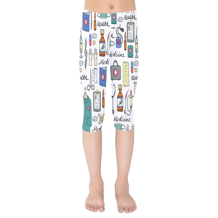 Medical Biology Detail Medicine Psychedelic Science Abstract Abstraction Chemistry Genetics Art Patt Kids  Capri Leggings 