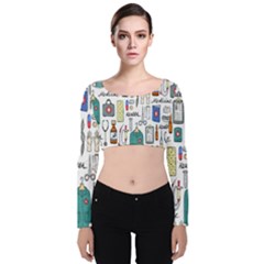 Medical Biology Detail Medicine Psychedelic Science Abstract Abstraction Chemistry Genetics Art Patt Velvet Long Sleeve Crop Top