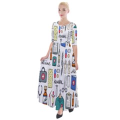 Medical Biology Detail Medicine Psychedelic Science Abstract Abstraction Chemistry Genetics Art Patt Half Sleeves Maxi Dress