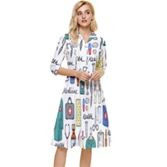 Medical Biology Detail Medicine Psychedelic Science Abstract Abstraction Chemistry Genetics Art Patt Classy Knee Length Dress