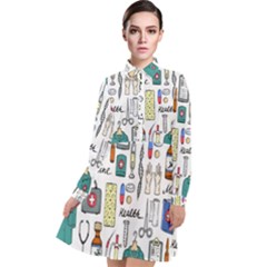 Medical Biology Detail Medicine Psychedelic Science Abstract Abstraction Chemistry Genetics Art Patt Long Sleeve Chiffon Shirt Dress