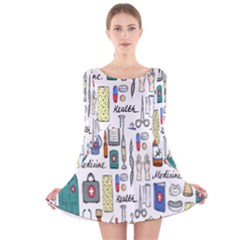 Medical Biology Detail Medicine Psychedelic Science Abstract Abstraction Chemistry Genetics Art Patt Long Sleeve Velvet Skater Dress