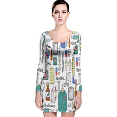 Medical Biology Detail Medicine Psychedelic Science Abstract Abstraction Chemistry Genetics Art Patt Long Sleeve Velvet Bodycon Dress