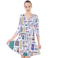 Medical Biology Detail Medicine Psychedelic Science Abstract Abstraction Chemistry Genetics Art Patt Quarter Sleeve Front Wrap Dress