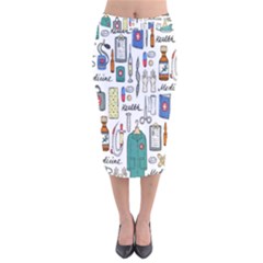 Medical Biology Detail Medicine Psychedelic Science Abstract Abstraction Chemistry Genetics Art Patt Velvet Midi Pencil Skirt