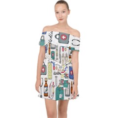 Medical Biology Detail Medicine Psychedelic Science Abstract Abstraction Chemistry Genetics Art Patt Off Shoulder Chiffon Dress