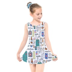 Medical Biology Detail Medicine Psychedelic Science Abstract Abstraction Chemistry Genetics Art Patt Kids  Skater Dress Swimsuit