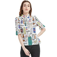 Medical Biology Detail Medicine Psychedelic Science Abstract Abstraction Chemistry Genetics Art Patt Frill Neck Blouse