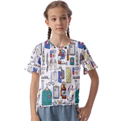 Medical Biology Detail Medicine Psychedelic Science Abstract Abstraction Chemistry Genetics Art Patt Kids  Cuff Sleeve Scrunch Bottom Tee