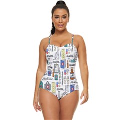 Medical Biology Detail Medicine Psychedelic Science Abstract Abstraction Chemistry Genetics Art Patt Retro Full Coverage Swimsuit