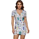 Medical Biology Detail Medicine Psychedelic Science Abstract Abstraction Chemistry Genetics Art Patt Low Cut Cap Sleeve Mini Dress View1