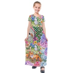 Secret Garden  Kids  Short Sleeve Maxi Dress by PollyParadiseBoutique7